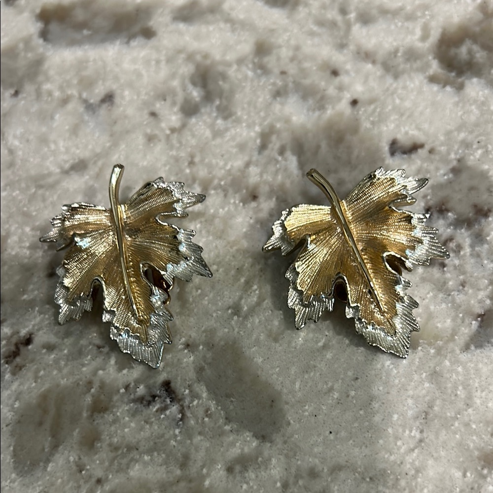 Elegant Gold and Silver Leaf Earrings